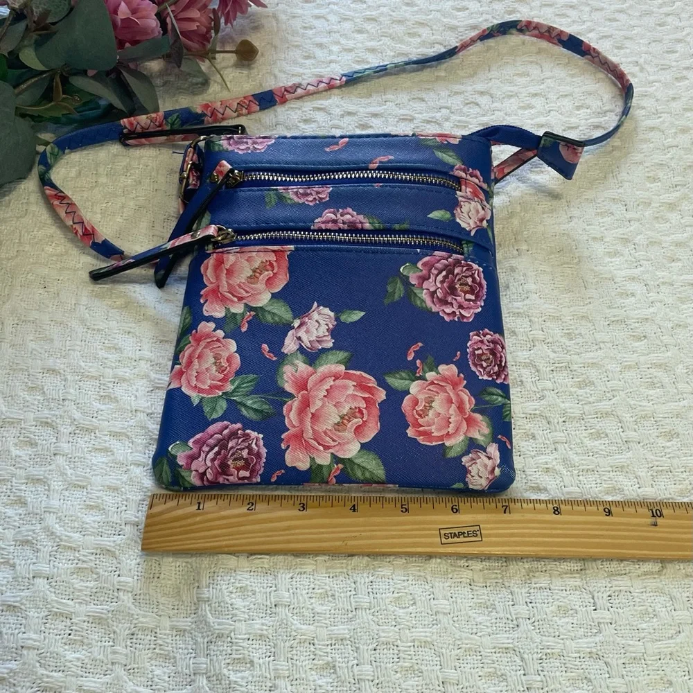 Pen + Gear Floral‎ Crossbody Bag - Blue and Pink